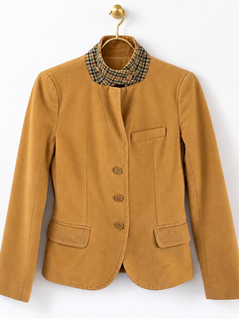 J.Crew Camel Cotton Blazer Plaid Collar Extra Small